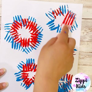 217K views · 1K reactions | Fork Stamped Fireworks Craft for 4th of July !...It’s super easy to prepare, requiring only paint, card stock and a fork!  | Zippi Kids Corner | Facebook