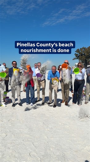 It's time to CELEBRATE! 👏🏼🏝️ Local leaders placed the last grains of sand in Treasure Island for Pinellas County beach nourishment project. Visit St. Pete Clearwater's President/CEO Brian Lowack shows us just how special the project is to our community. ⛱️ The project spanned 8 municipalities, including Clearwater's Sand Key, Belleair Beach, Indian Rocks Beach, Indian Shores, Redington Shores, North Redington Beach, Treasure Island, and St. Pete Beach. In some areas, the beaches now span more