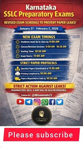 Karnataka Revises SSLC Exam Timings to Prevent Question Paper Leaks (2026) #shorts #wiseminds22