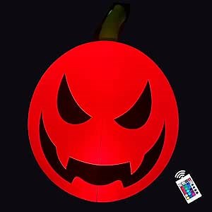 Halloween Inflatable Evil Giant Pumpkin with Build-in LEDs Blow Up for Halloween Party Outdoor Yard Garden Lawn Decor