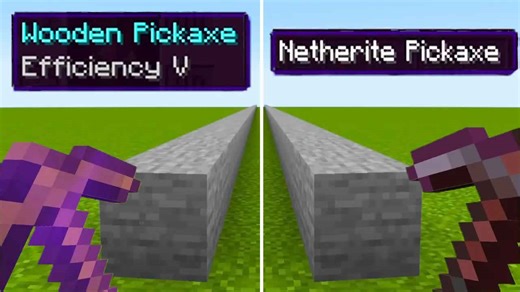 Efficiency v wooden pickaxe vs netherite pickaxe