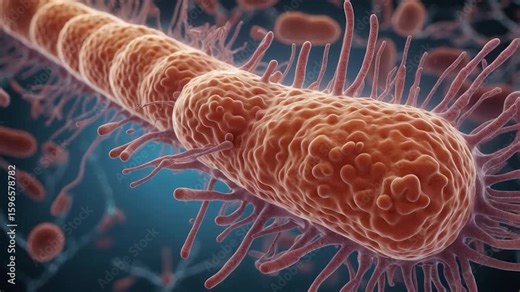 Close-Up Animation of Bacterial Infection on Human Cell Surface in High-Detail 4K