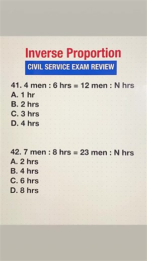 How to Solve Inverse Proportion #CSE2024 #civilserviceexam #civilservicereviewer