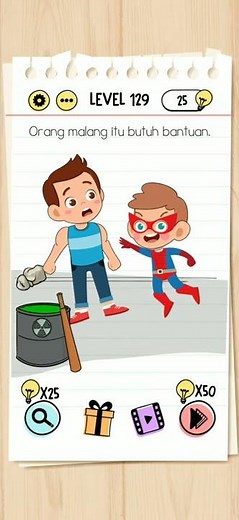 Brain test level 129 orang malang itu butuh bantuan