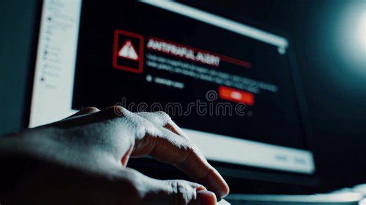 Male Hand Using a Computer Mouse As a Red Antifraud Alert Message Pops Up on the Screen, Indicating a Phishing Scam Stock Video - Video of developer, alert: 451921373