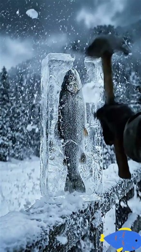 Fish Jumps Out of Frozen Lake! Ice Fishing Moment 🐟❄️#icesfishing #winterfishing #fishjump