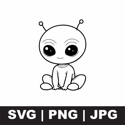 Baby Alien SVG – Minimalist Outline Art, T-shirt Design (svg, Png, Jpg) - Etsy