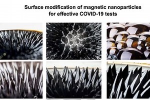 Surface modification of magnetic particles for COVID19 tests