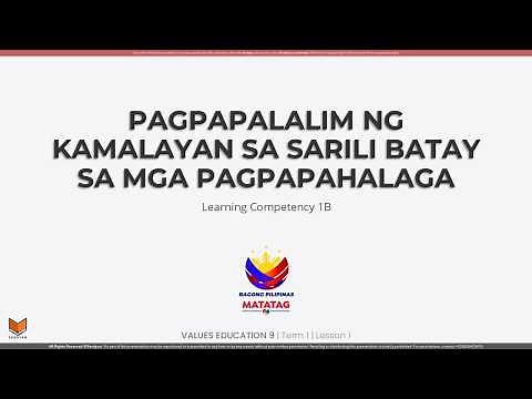 VE 9 - Term 1 - Lesson 1b - Pagpapalalim ng Kamalayan sa Sarili Batay sa mga Pagpapahalaga