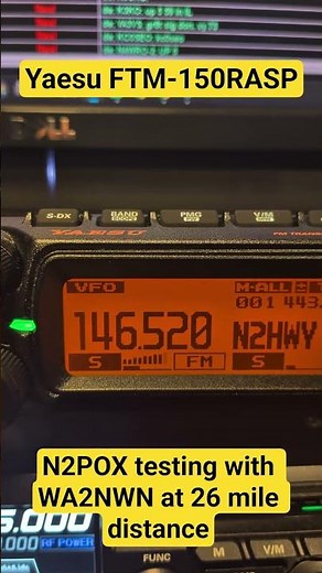 Yaesu FTM-150RASP RX Test with N2POX. 26 miles apart, base to base.