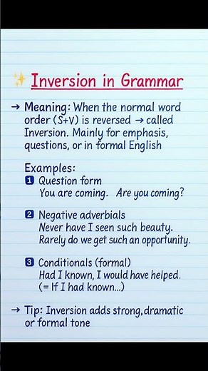 Inversion in English Grammar | Easy Examples