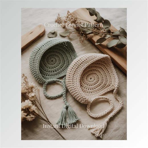 Easy Crochet Bonnet Pattern PDF, Crochet Baby Bonnet & Hat, Vintage Style Winter Bonnet, Christmas Crochet, Knit Bonnet Look - Etsy