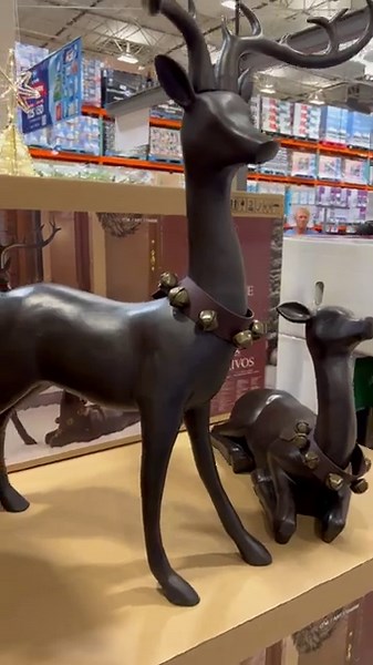 Christmas Outdoor Brown Deer with Bells Set of 2 at Costco