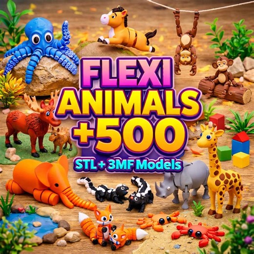 500  Articulated Flexi Animals 3D Print STL Models (STL & 3MF Files) - Etsy