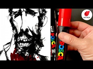 Art Supply Review: Giant Chisel Tip Posca Paint Markers: Josh Groban Sweeney Todd Portrait
