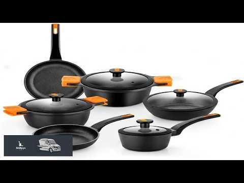 BRA COOKWARE Efficient Pro 10 Piece Nonstick Cookware Set Cast Aluminum Pots