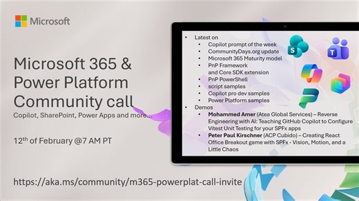 Microsoft 365 & Power Platform Community call | Microsoft Community Hub