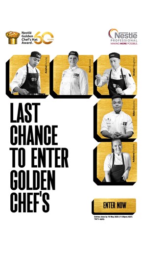 📢 Hurry, entries for the 2025 Nestlé Golden Chef's Hat Award are CLOSING SOON on Friday 16 May, 11:59pm AEST! 📢 Are you an apprentice or junior chef aged 16-24* looking to shape your culinary career? This is an incredible opportunity to enhance your skills and be a part of Australia’s longest running competition for young chefs, with a community of over 8,000 chef alumni. 🧑‍🍳👩‍🍳 Plus, with over $38,000 AUD in prizes up for grabs, there’s opportunities to win at every stage of the competiti