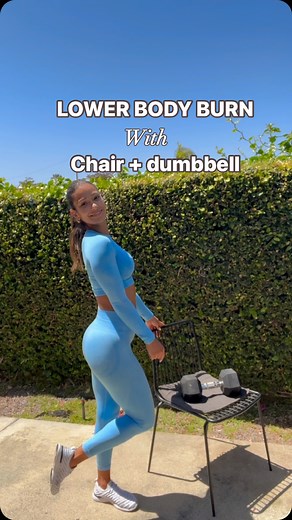 Manuela Arbelaez on Instagram: "Want a quick lower bod burn? Grab a chair and a dumbbell and do these exercises 3x for 35 seconds each. #GlutesGrowingSzn 🍑"