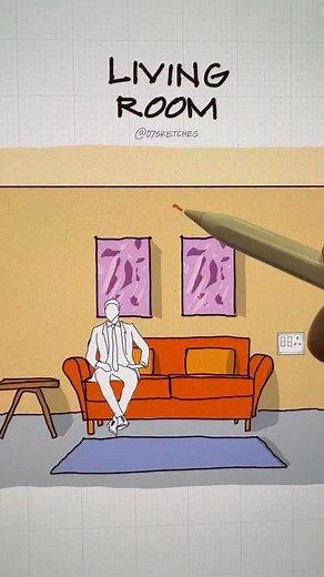 94K views · 3.9K reactions | Stop making these styling mistakes. Use one big art frame at about 1.45m height, a large rug under the sofa front legs, and full height curtains that extend a little beyond the window. Small frames, tiny rugs, and short curtains make the room look messy and cramped. | 07sketches | Facebook