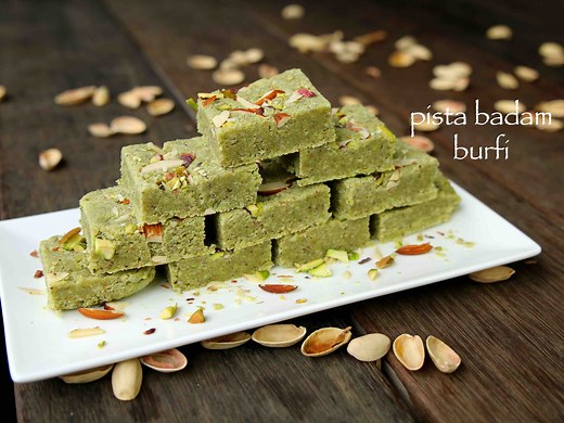 pista badam barfi recipe | pista badam burfi | badam pista barfi