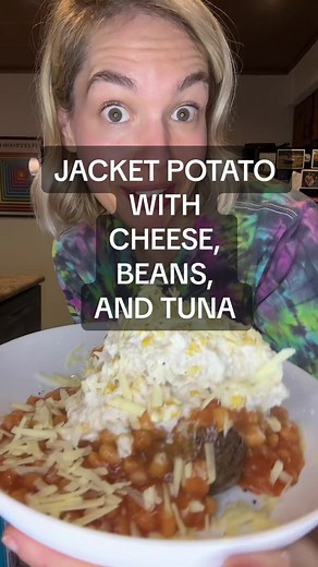 Jacket Potato with Cheese, Beans and Tuna Mayo Recipe