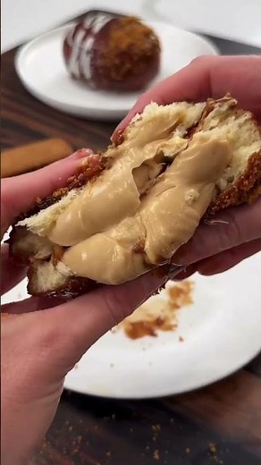 Biscoff Cream Filled Doughnuts 🍩 #biscoff #doughnuts #recipe