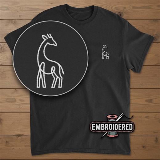 Giraffe Embroidered Shirt, Animal Gift - Etsy