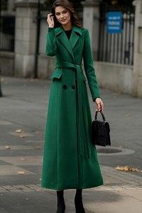 Emerald Green Wool Coat, Long Wool Coat, Double-breasted Wool Coat, Winter Coat Women, Belted Trench Coat, A-line Wool Coat, Ylistyle C4952 - Etsy