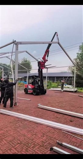 Forklift Mounted Crane Makes Steel Frame Installation Look Easy #shorts
