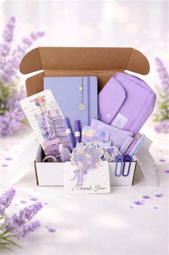 Purple Stationery Bundle: Notebook, Pens, Stickers, Washi Tape - Etsy