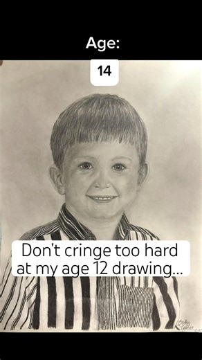 I cringe, then I smile 😊 Never give up on what you love doing! #youngartist #artprogress #drawing