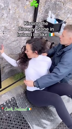 “Would you hang upside down to kiss a rock?😊 @chereneo ; 🪨 This tradition has been around for centuries (😱), and kissing the Blarney Stone is believed to bestow the “gift of the gab”—aka, the gift of eloquence. 🪨 The specific limestone rock is embedded into the top of the castle. To reach it, you must climb up to the highest point, sit on a mat, lean backwards over the edge of the parapet (with some assistance) and kiss the stone! 🪨 The stone’s origin is subject to many legends. One is that