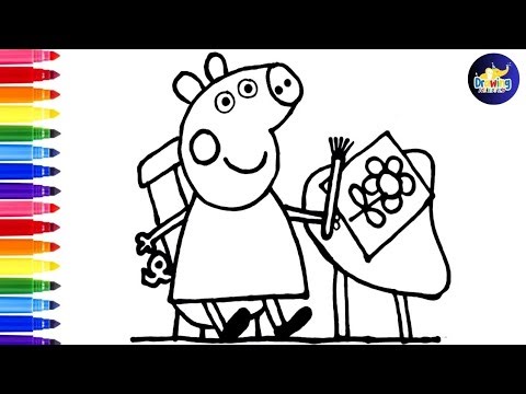 Draw And Color Peppa Pig Painting Flowers, Peppa Pig Drawing For Kids‪@dibujos-felices‬