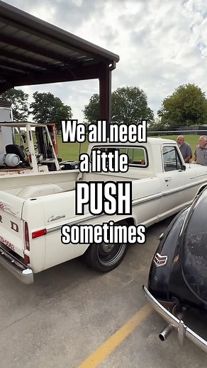 IN FOR SERVICE: 72 F100 getting a new C6 transmission. Temporarily powered by Tim, Marty, Bill and Ross. KilgoreKustoms.com #f100 #hotrodshop #f100custom | Kilgore Kustoms Rod Shop