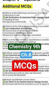 Chemistry Class 9 Punjab Board | Chapter 6 Equilibria MCQs | Important | Smart Syllabus