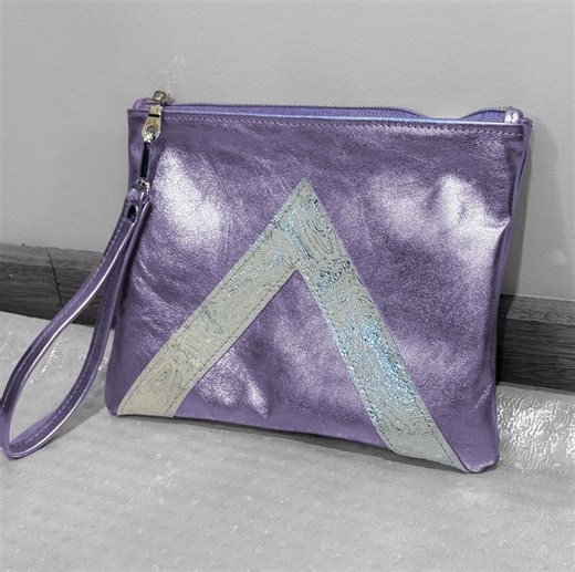 Lavender Metallic Leather Wristlet, Italian Leather With Holo Print, Lilac Clutch, Metallic Purse, 3 Sizes, Lining and Hardware Options - Etsy Australia