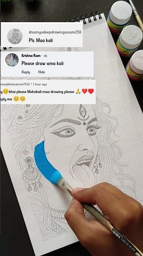 Colouring Maa Mahakali Drawing 🎨🙏 Easy Step by Step Kali Mata Art for Beginners ✨🖌️🔥