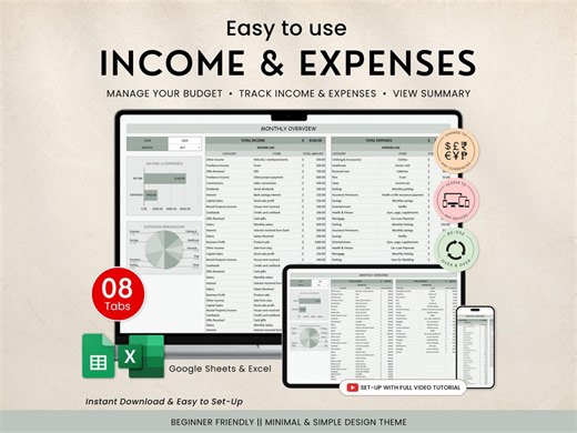 Income and Expense Tracker Spreadsheet, Personal Financial Google Sheets & Excel, Monthly Expense Tracker, Small Business Bookkeeping - Etsy