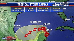 Tropical Storm Gamma strengthens as it moves across Gulf of Mexico