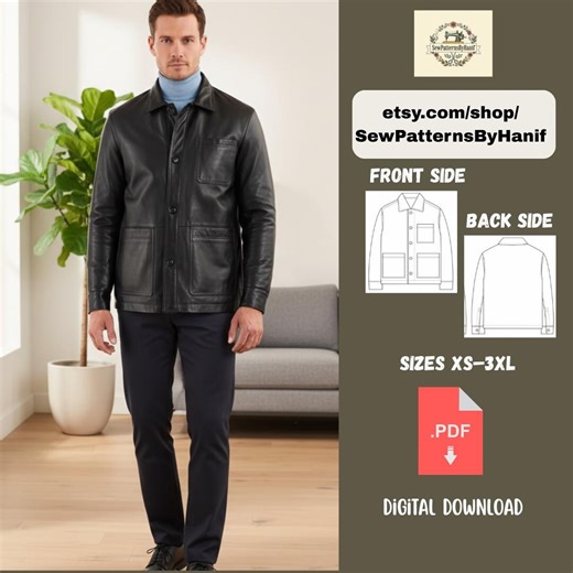 Unisex Leather Overshirt Sewing Pattern XS-3XL – Shacket PDF (digital Download A0 A4 US Letter) - Etsy