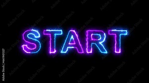 Game over, Play and Start animation text with blue and pink saber effect in seamless loop in 4K.