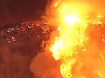 Moment fire crews evacuate just in time as wildfire explodes in California