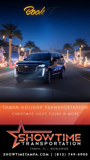 Get ready to celebrate the Holiday Season throughout Tampa Bay with Showtime Transportation! Whether you're heading to family holiday gatherings, corporate party celebrations, want to experience a Tampa Christmas light tour, or just sightseeing around the city, we’re ready to make your travel a wonderful travel experience. Our Tampa Bay Holiday Light Tours and Christmas Party Transportation Services are the perfect way to experience the ultimate in holiday travel! From Thanksgiving family travel
