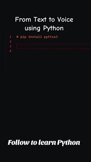 Faisal Iqbal on Instagram: "From Text to audio by writing a few lines of python Code. #python #learntocode #coding #pythonforbeginners #pythontutorial"