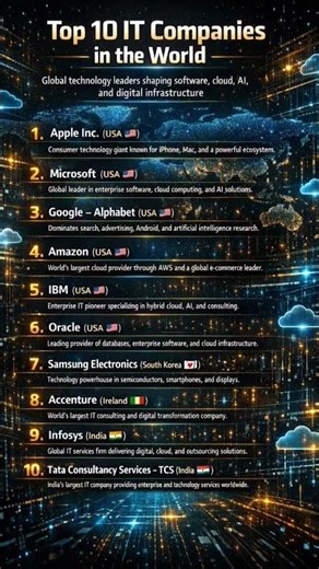 Top 10 IT Companies in the World 🌍 | Tech Giants #ittechnology #viral #explore #shorts #techworld
