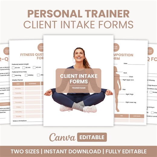 Personal Trainer Client Intake Forms, Fitness Trainer Editable Template Workout Template, Fitness Client Form, Editable Assessment Templates - Etsy