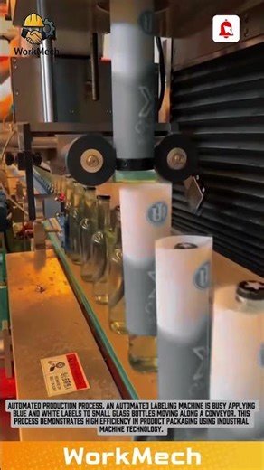 High Speed Glass Bottle Labeling Machine! #workmech #machine #industrialmachinery
