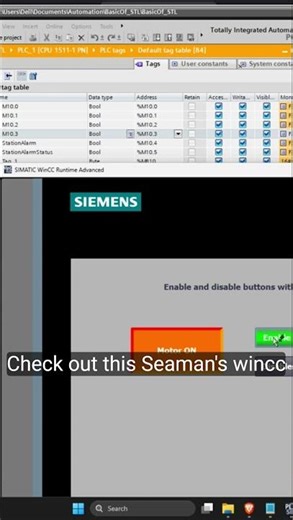 How to Enable and Disable HMI Buttons Using VBScript | WinCC TIA Portal #siemensplc #vbscript