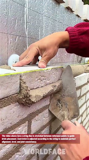 Perfect Brick Alignment Using String Line | Professional Masonry Technique